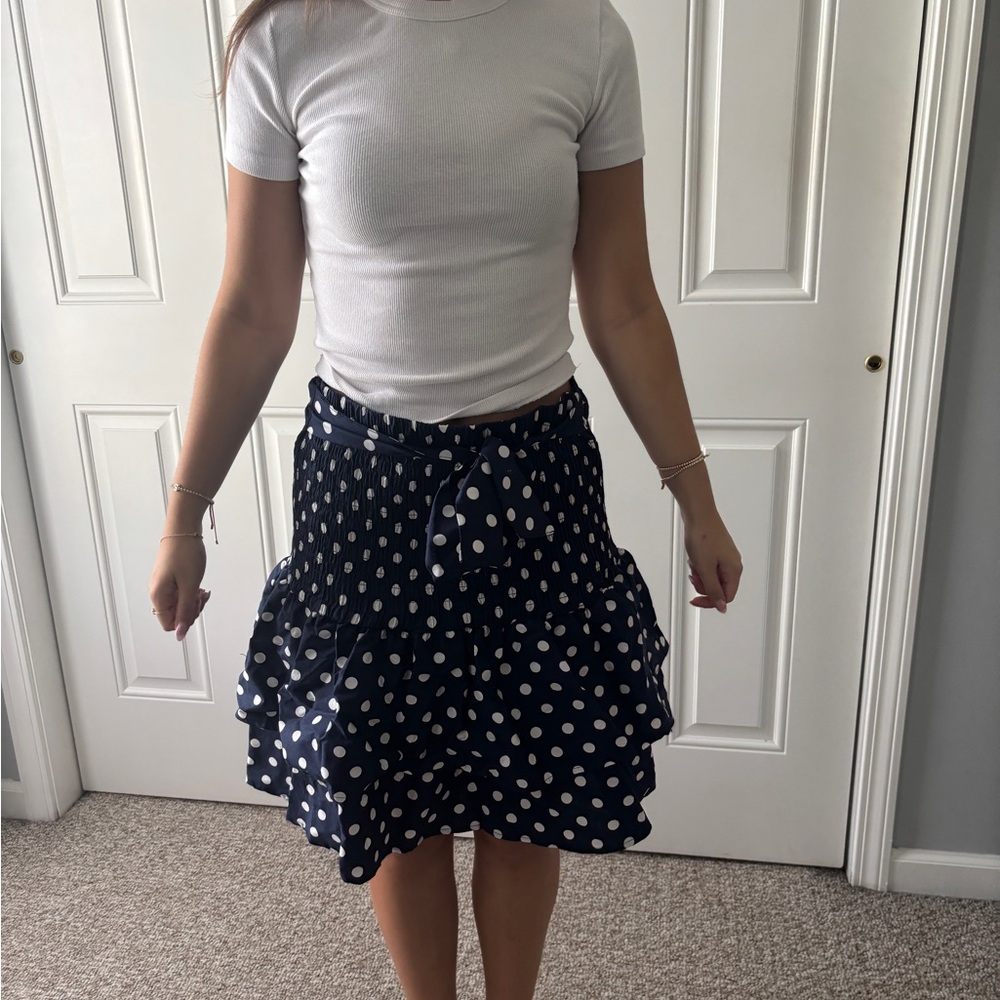 Say What? Navy and White A-Line Skirt